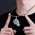 thumbnail image 3 of Collar con colgante de expresión de enojo de Hip Hop, de alta calidad, con micropavé de circonita cúbica helada, joyería de moda para hombres y mujeres, oro, 3 of 5