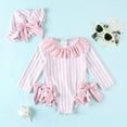 thumbnail image 2 of Gubotare Baby Swimsuit Girl with Hat Girls Rash Guard Swimsuits Long Sleeve One Pieces Bathing Suit UPF 50+ Zipper Swimwear 12 18 Months (Pink,12-18 Months), 2 of 6
