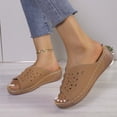 thumbnail image 6 of Women's New Summer Plus-size Floral Wedge One-line Beach Sandals Summer Sandals Brown 41, 6 of 8