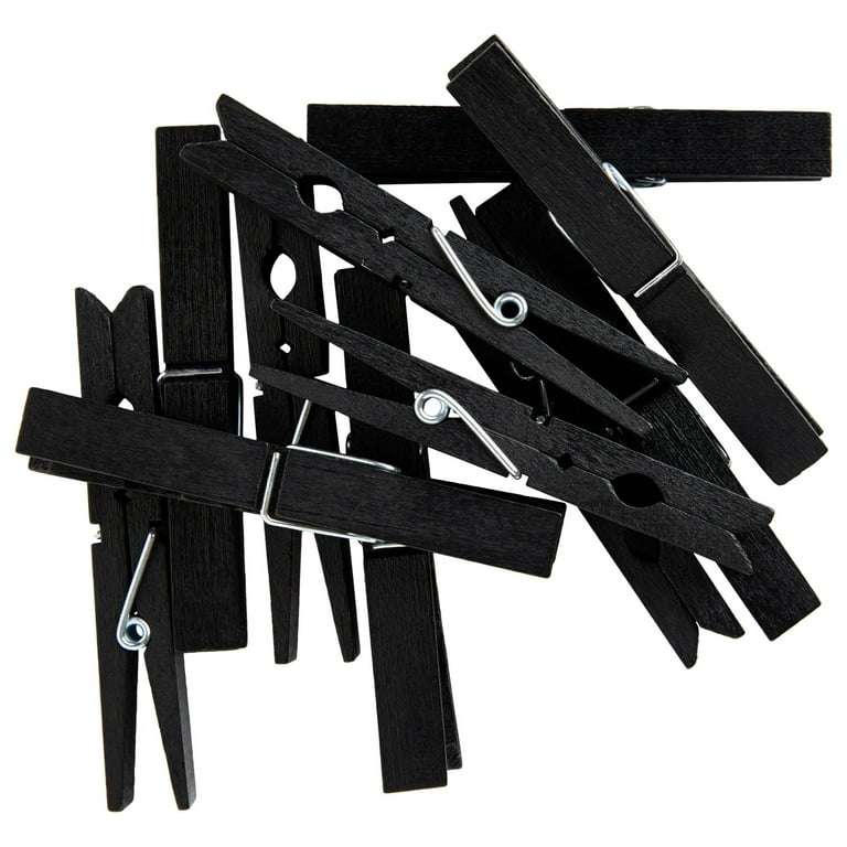 Juvale 100 Pack Wooden Clothespins for Hanging Laundry, Crafts, Photos (Black, 4 in)