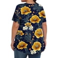 thumbnail image 4 of Liquidation Horkkom T-Shirts à Manches Courtes pour Femmes Grande Taille Décontracté Tunique à Imprimé Floral Hauts d'Été Plissés Blouses à Col Rond 4TG, 4 of 6