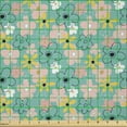 thumbnail image 2 of Ambesonne Floral Fabric by the Yard Microfiber, Spring Daisy and Aster Bloom, 10 Yards, Seafoam Blush Pale Orange, 2 of 2