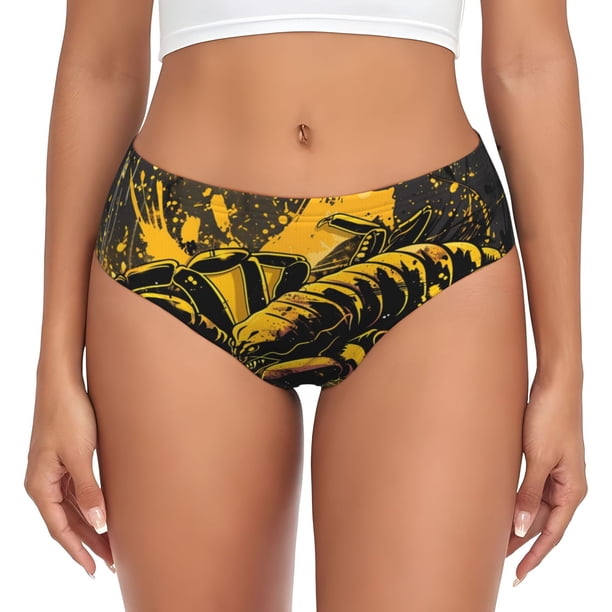 Balery Urban Graffiti Scorpion Illustration Ropa Interior de Algodón para Mujer con Dibujo – Braguitas Cómodas y Elásticas, Estilo Clásico-X-Large