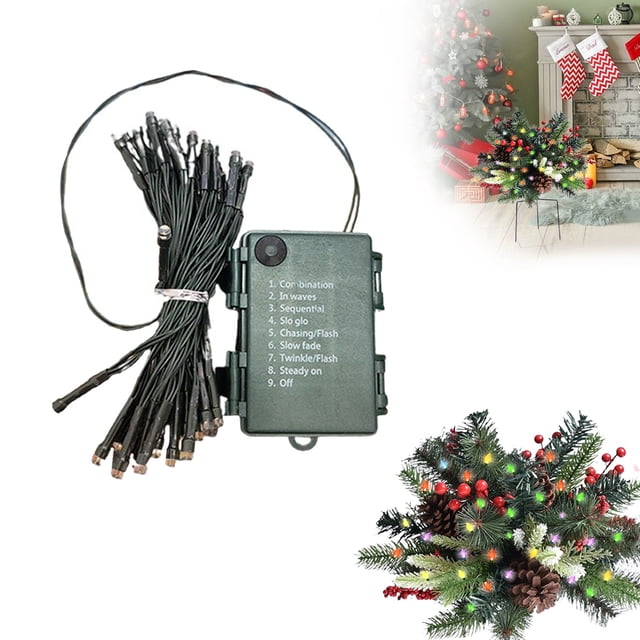 Cqxid Fleurs Artificielles à Moins de 5$ Décorations de Jardinière de Vacances 2025 Remplissage de Jardinière de Vacances Pré-Éclairé Arbres de Noël avec Baies Dorées et Rouges Décorations de Noël Extérieures Éclairées