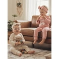 thumbnail image 6 of BemeyourBBs Newborn Baby Girls Little Sister Outfits Waffle Knit Romper Little SisLetter Embroidery Long Sleeve Back Ruffled Jumpsuit with Headband Spring Fall Winter Clothes, 6 of 9