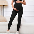 thumbnail image 2 of Gyujnb High Waist Full Belly Support Maternity Leggings Seamless Stretch Fabric Yoga Fitness Loungewear Casual Daily Pregnancy Pants,L, 2 of 6