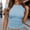 Light Blue, variant on Womens Light Blue Cowl Back Blouse Stretch Soft Crew Neck Short Cap Sleeve Open Back Form Fitting Top for Everyday & Night Out,Size L