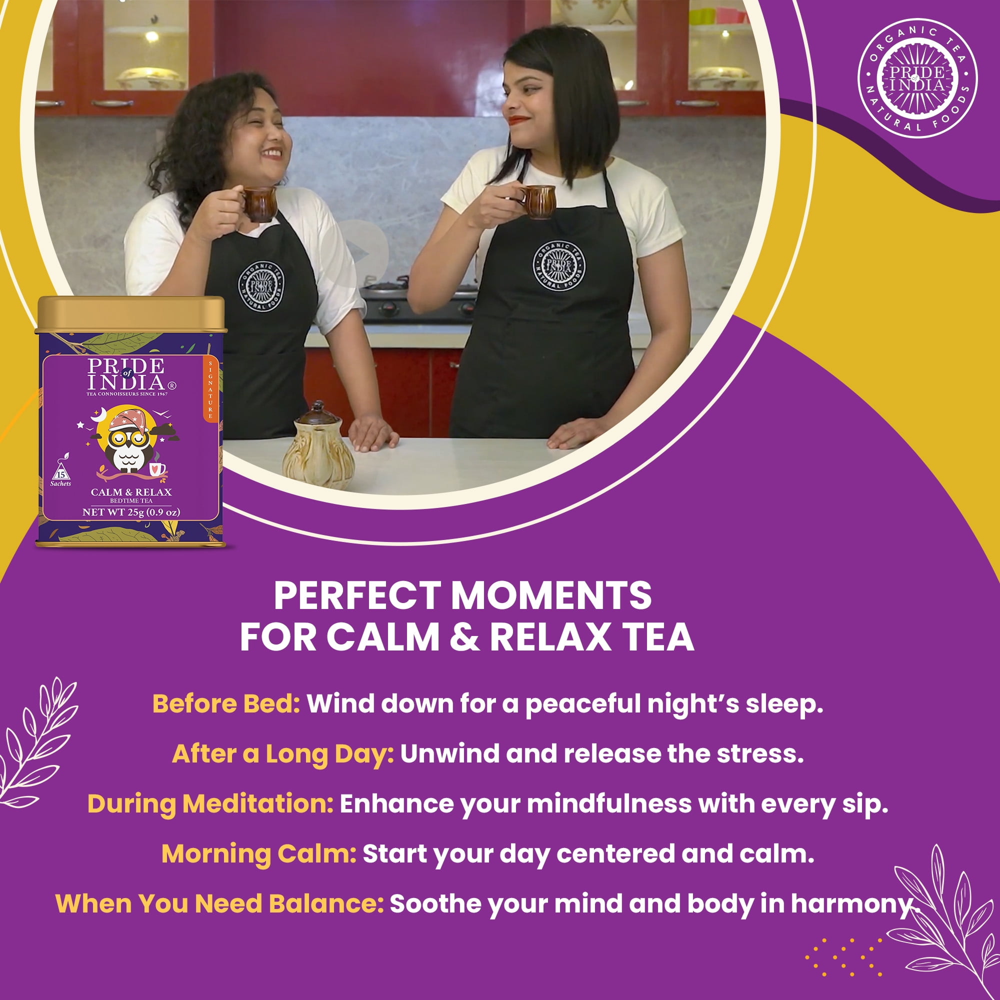 Pride of India Calm & Relax Bedtime Tea, Pack of 6