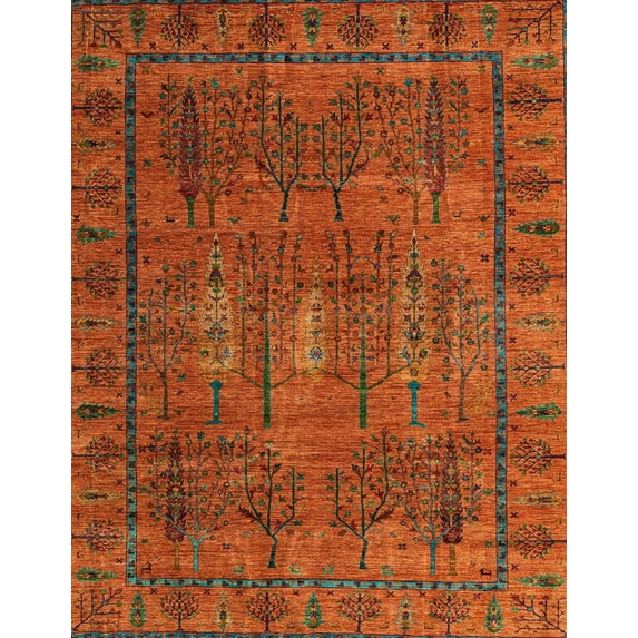 Ahgly Company Machine Washable Indoor Rectangle Abstract Red Fox Red Area Rugs, 8' x 12'