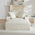 thumbnail image 3 of Leumius Oversized Chaise Lounge Chair Indoor,Upholstered Sofa Bed with Pillows and Cupholders,No Assembly Required,Cream, 3 of 7