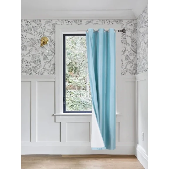 Gorgeous Home Linen Light Blue 1-Piece Solid Blackout Grommet-Top Window Curtain Panel 37" W X 108" L