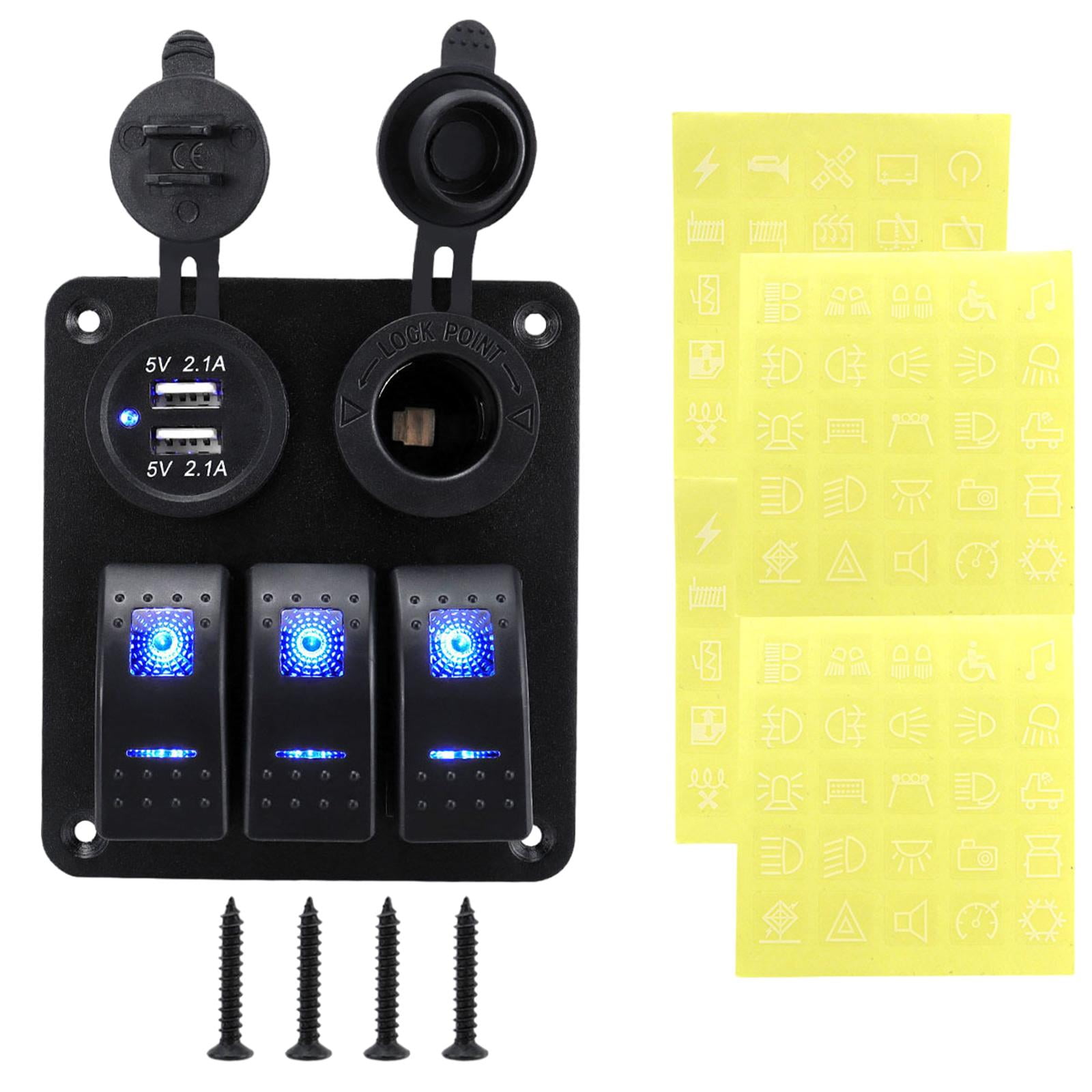 lacooooppia Generic 3 Gang Rocker Switch Panel Pre Wired 12V 24V for Boat RV