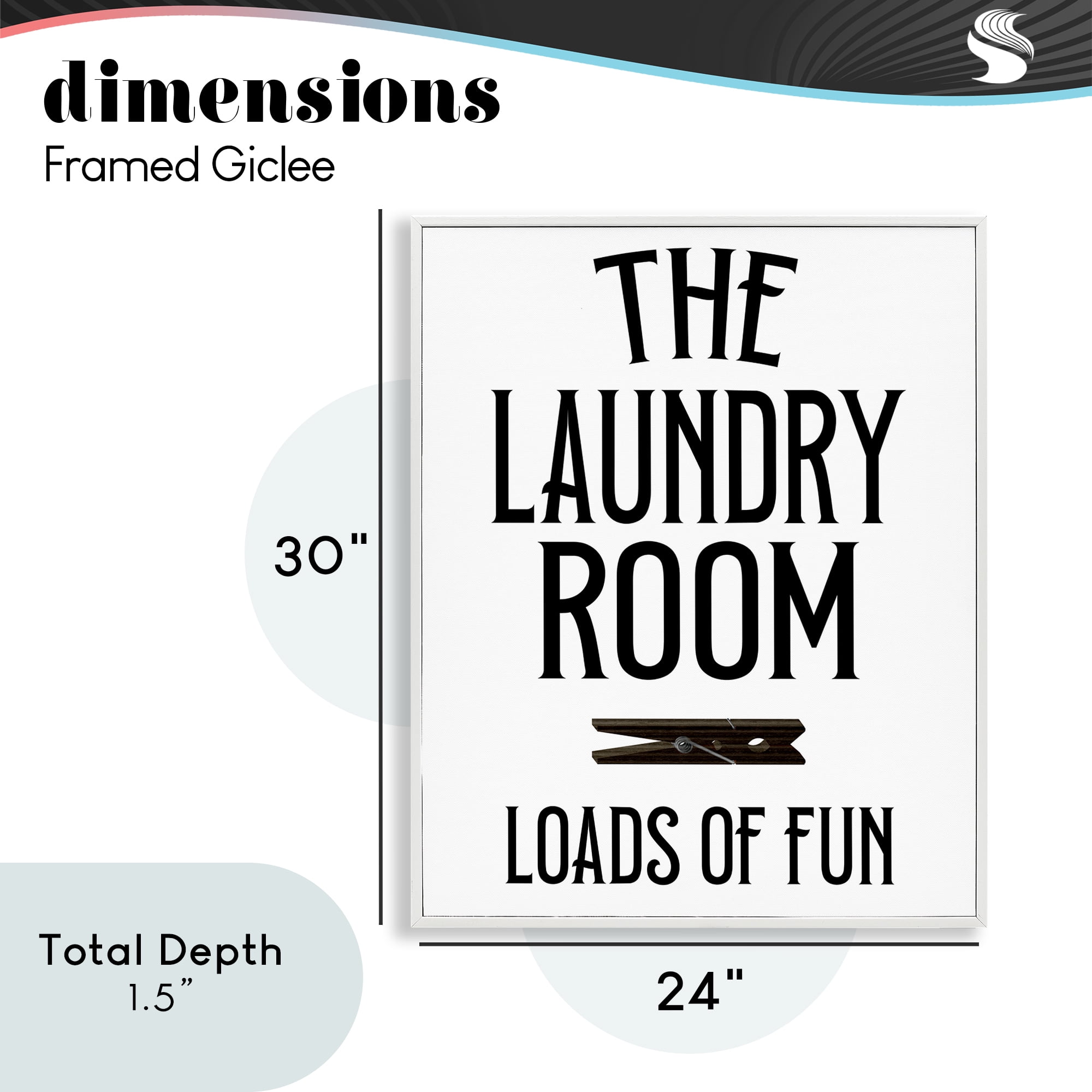 Loads Of Fun Clothespin White Framed Giclee Art, design by Kim Allen