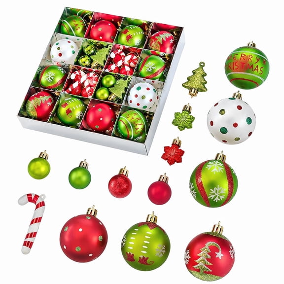 46 PCS Christmas Ornament Set,Shatterproof Xmas Balls for Tree,Mantel,Wreath,Indoor Home & Holiday Party Decorations