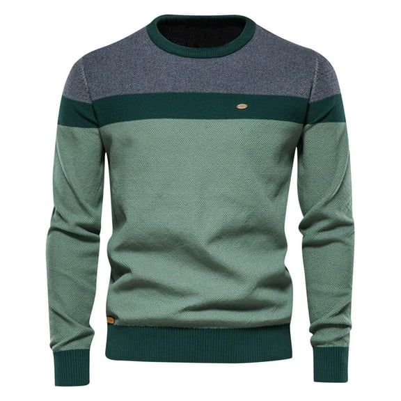Fesfesfes Mens Sweater O-neck Sweater Soft Casual Sweaters For Men Classic Pullover Sweaters With Ribbing Edge