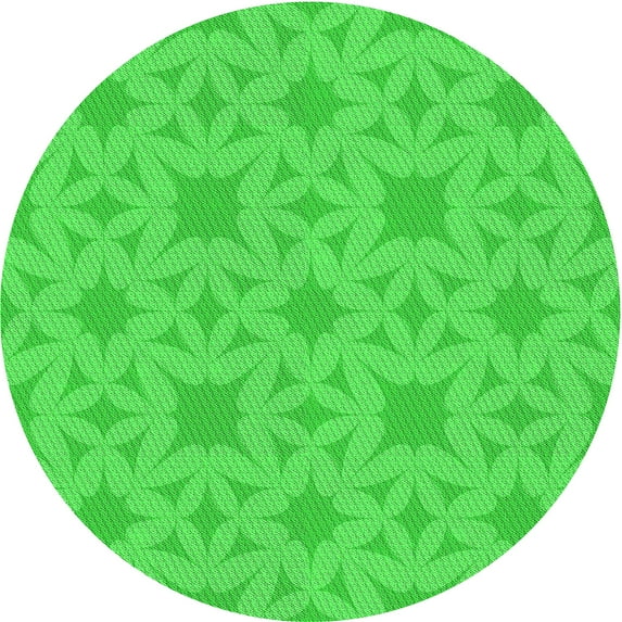Ahgly Company Indoor Round Patterned Lime Green Area Rugs, 4' Round