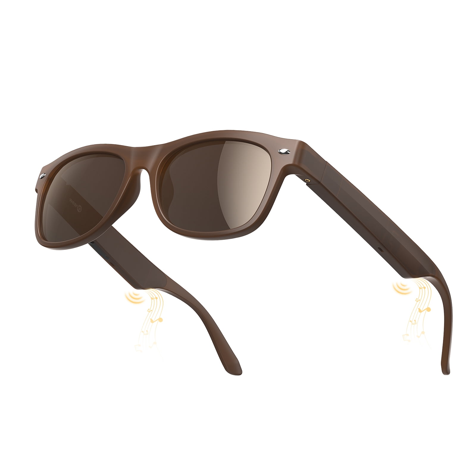 WeariQ Bluetooth Smart Glasses – Brown Audio Sunglasses – Brown Polarized Lenses, Open-Ear Speaker, 10-Hour Playtime, Hands-Free Calls, Voice AssistantHands-Free Calls & Music