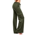 thumbnail image 2 of Hilenly Plus Size Cargo Pants Women Baggy Wide Leg Fleece Lined Pants Drawstring Waisted Y2k Low Rise Flare Pants with Pockets, 2 of 6