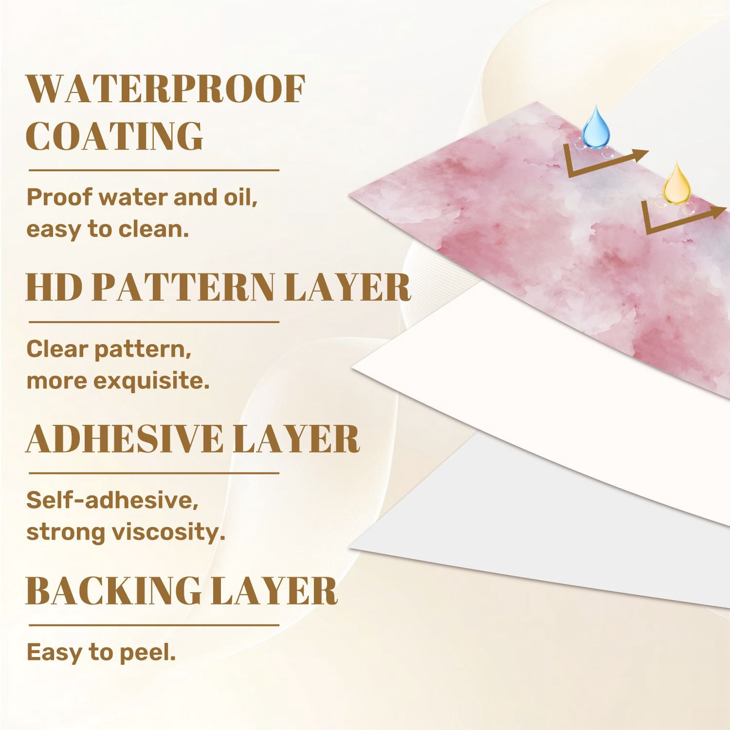 Peel and Stick Wallpaper Soft Pink Watercolor Abstract Blush White Hues Wall Mural 23.6in x 9.8ft Self Adhesive Removable Wall Paper Renter Friendly Wallpaper for Nursery Bedroom Cabinets
