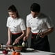 thumbnail image 5 of Camisas de manga corta de verano de algodón chef para hombres Chaqueta de chef delantal Botones Sweat Bands for Grill Restaurant Bar Shop Cafes White XL sidaley HA012099-08, 5 of 7