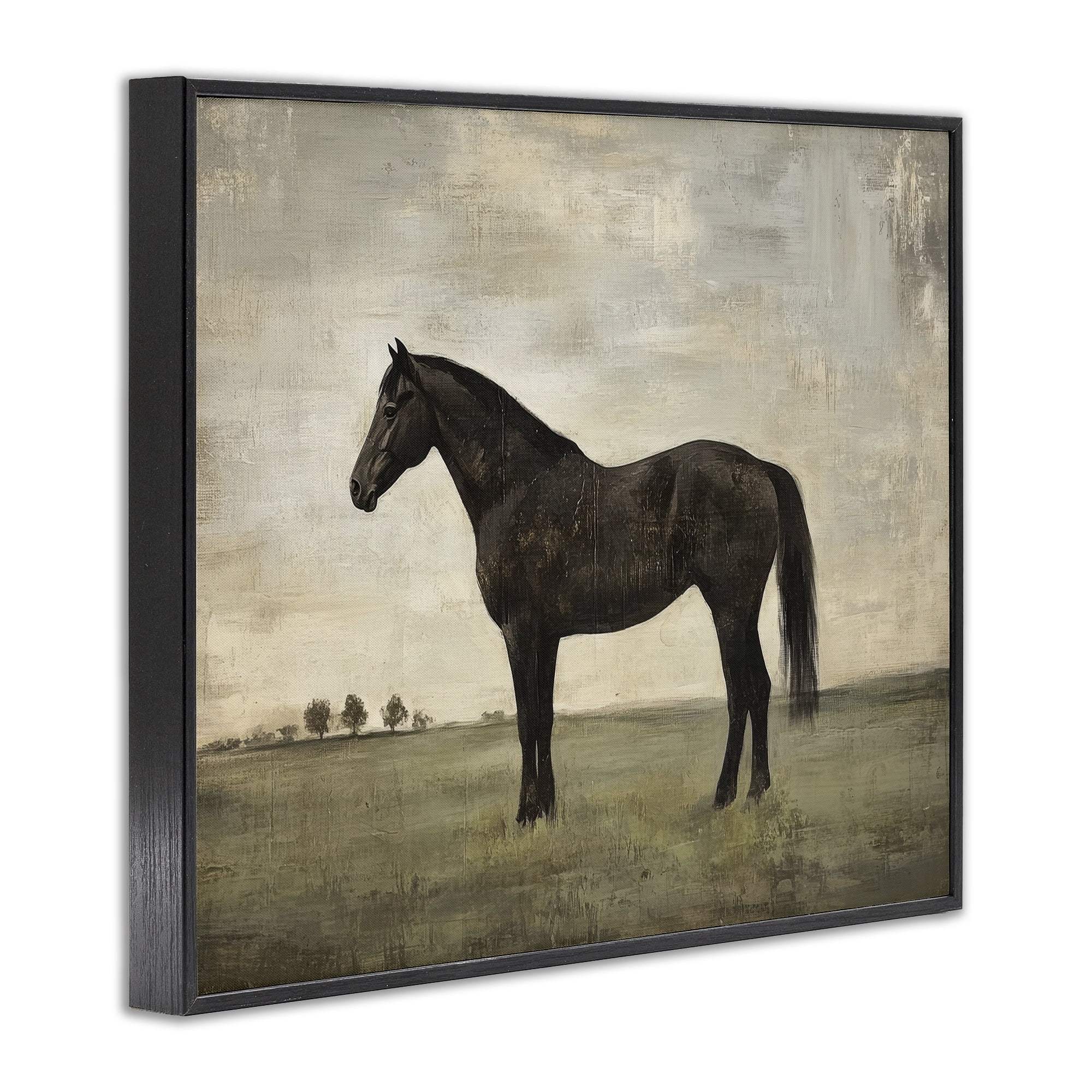 Stupell Industries Distressed Horse Portrait Black Framed Giclee Art, design by Petal Prints Design