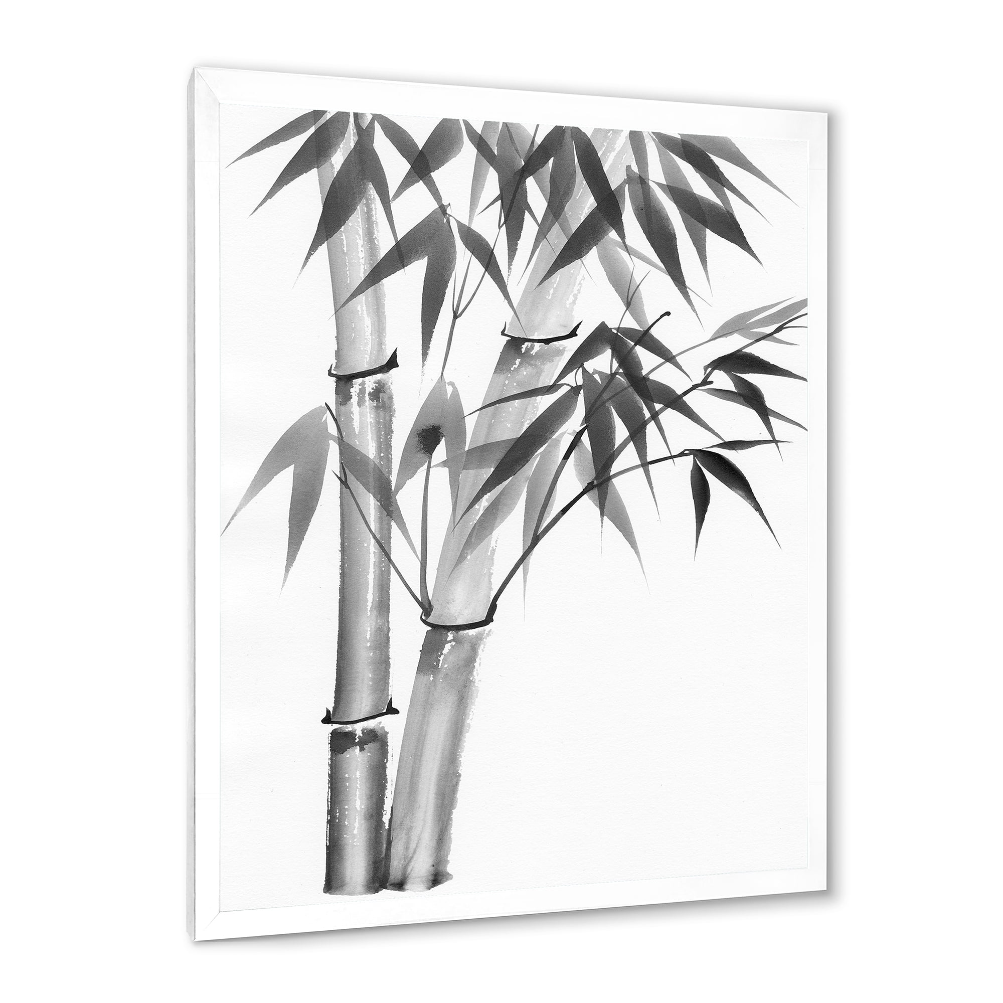 Designart 'Vintage Black and White Bamboo' Traditional Framed Art Print