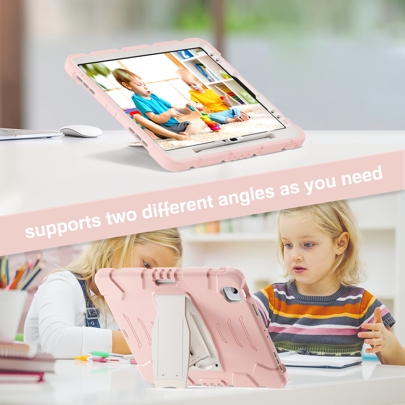 Allytechgroup Case for iPad Air 13-inch M4/M3/M2 (2026/2025/2024),  Hard PC Case with Pencil Holder & Kickstand Shockproof Protective Back Cover for iPad Air 13 Inch, Cherryblossomspink