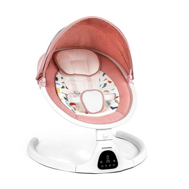 Baby Swings Baby Swing for Infants, Bluetooth Baby Swing Newborn with Remote Control, 5 Speeds,5-Point Harness, Portable Baby Swing（Pink）