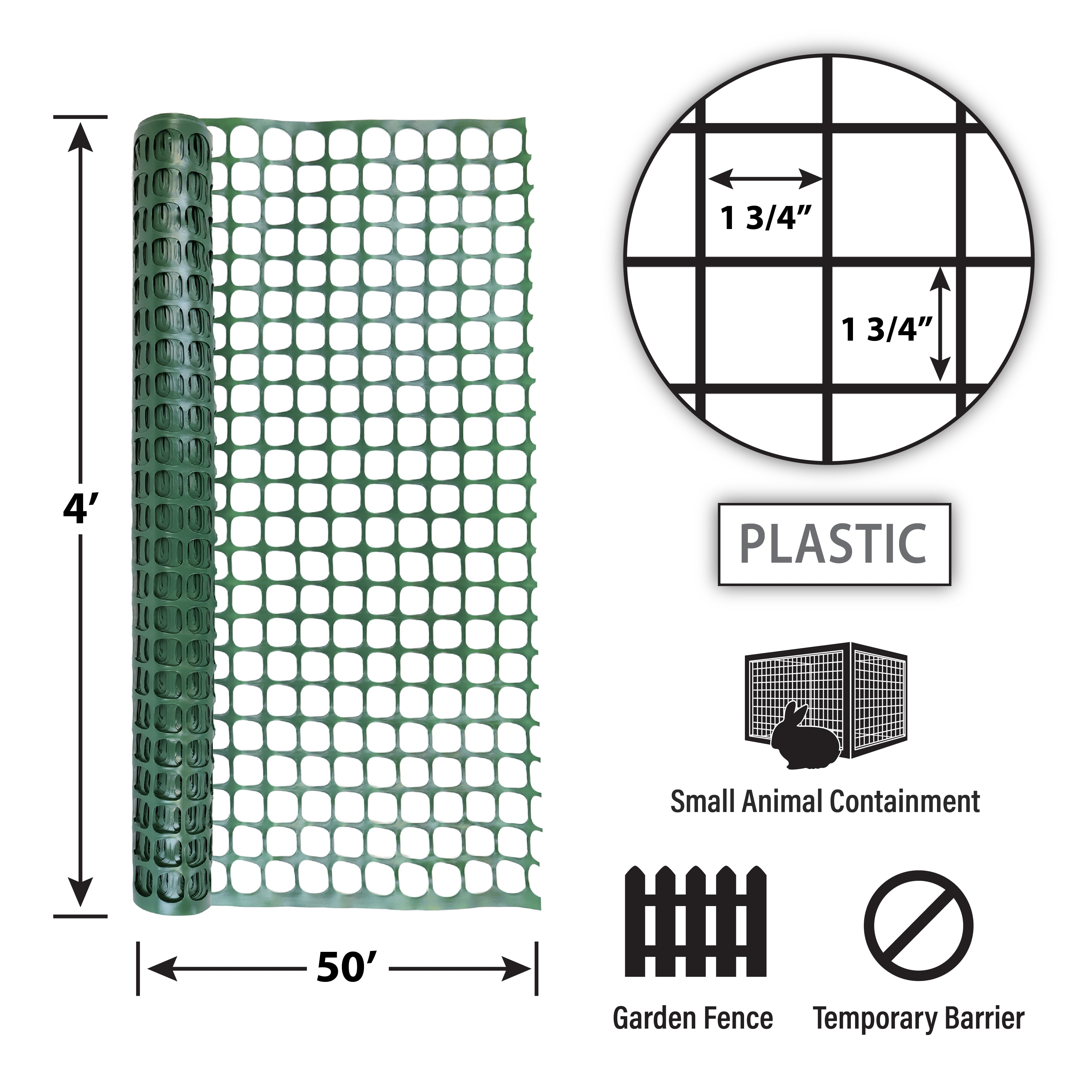 Garden Craft 4ft H x 50ft W Green Plastic Barrier Fence