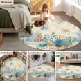 thumbnail image 5 of Round Rugs 6 Ft, Teal Blue Coastal Non Slip Area Rugs for Kitchen Bedroom Entryway, Summer Beach Starfish Shell Coral Nautical Retro Washable Carpet Runner Rug Floor Mats for Bedroom Home Decor, 5 of 8
