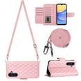 thumbnail image 5 of SaniMore Case for Samsung Galaxy A15, PU Leather 3D Lattice Stylish for Girls Crossbody Lanyard Flip Kickstand Card Slots Cash Pocket Magnetic Clasp Full Protective Shockproof Wallet Shell, Pink, 5 of 9