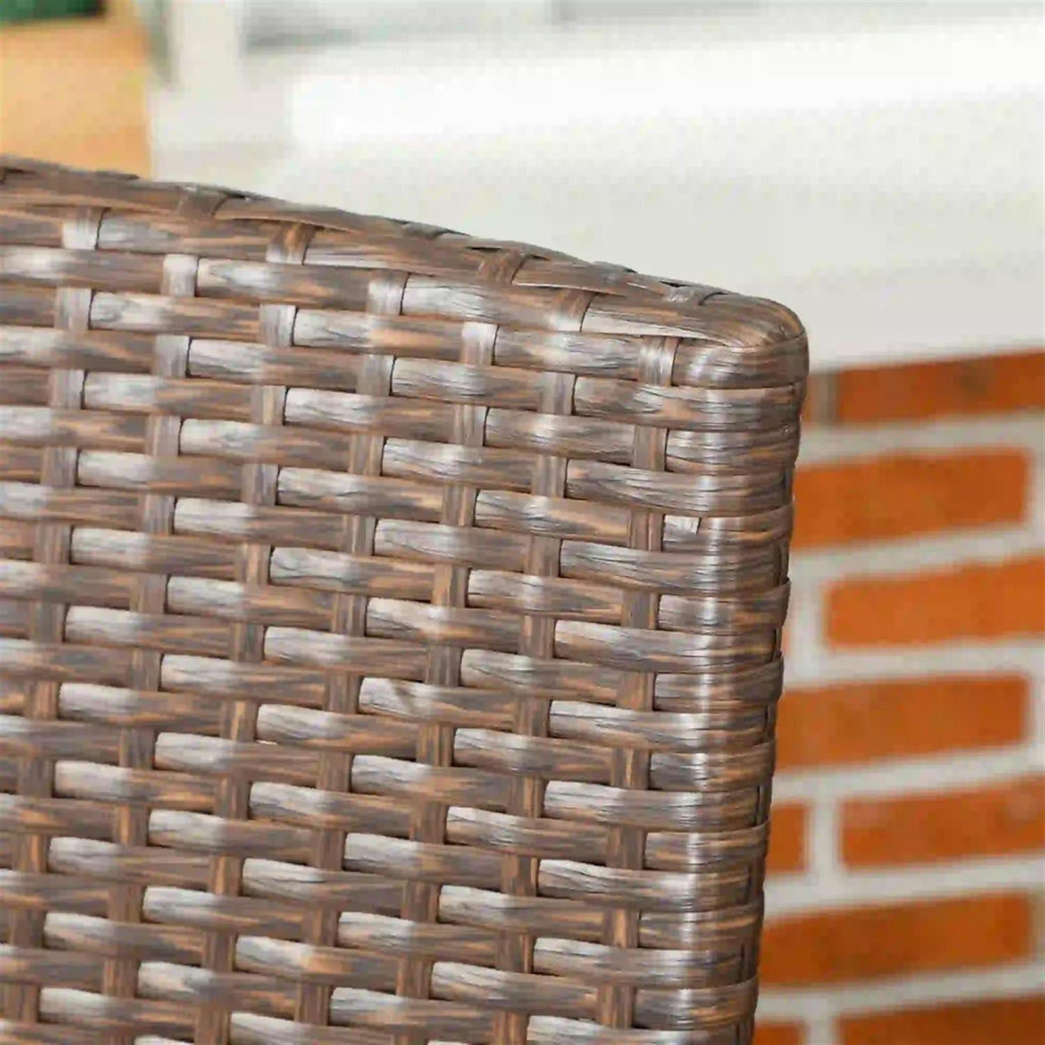 Demi Bonn Outdoor Dining Chairs Set of 2 with Armrests & Backrest, Stackable PE Rattan Patio Dining Room Chairs with Cushion for Garden, Backyard, Lawn, Brown