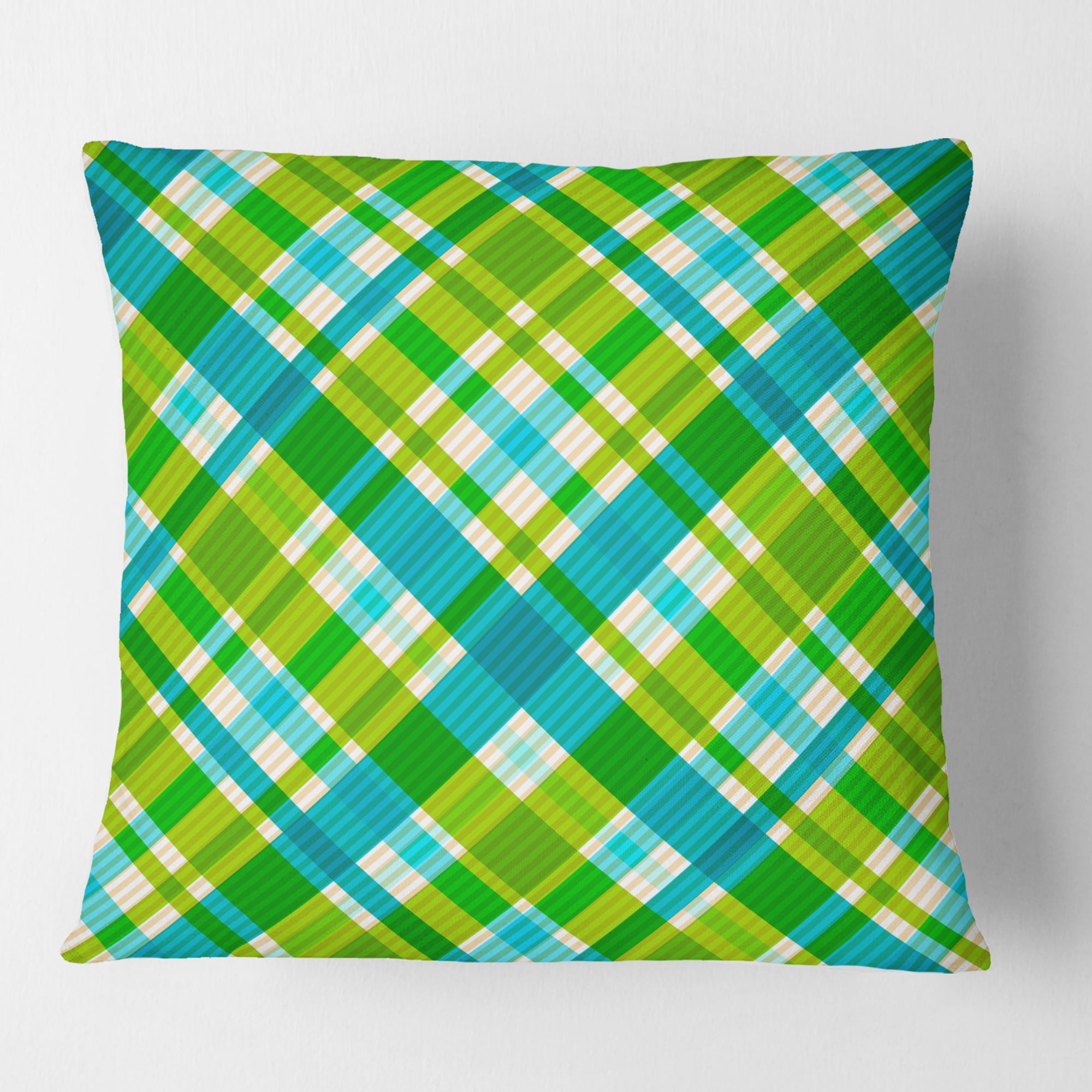 Designart Tartan Geometrical Texture II' Mid-Century Modern Throw Pillow - 18x18