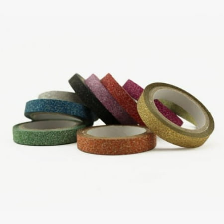 Qc Mall Assorted Colors Glitter Tape Scrapbooking DIY Skinny Thin Washi Tape 6mm, This set of 10 skinny glitter tapes adds that touch of sparkle without the messy glitter fallout.., By Valley Mall ()