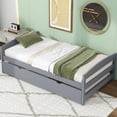 thumbnail image 2 of Gray Twin Size Platform Bed With Efficient Trundle - Bedroom Decor Complement Utilitarian Efficiency Increase, 2 of 7