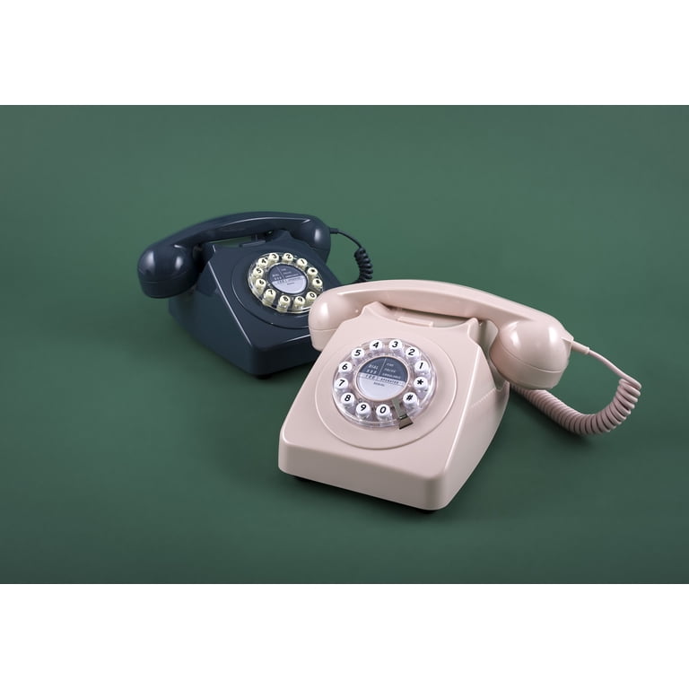 Wild Wood 746 Rotary Design Retro Landline Telephone, Light Pink