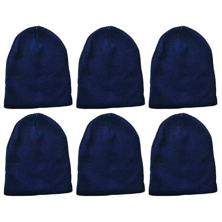 Yacht & Smith Kids Winter Beanie Hat Assorted Colors Bulk Pack Warm Acrylic Cap (6 Pack Royal Blue)