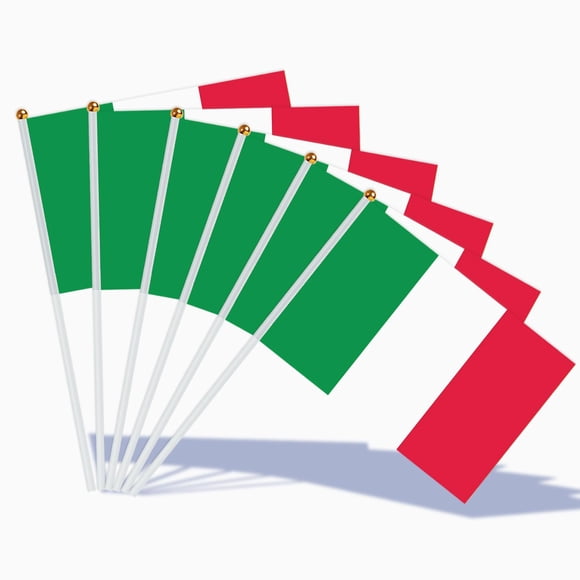 Banderas de mano de Italia AhfuLife, 30 piezas, 14 x 21 cm, con palo