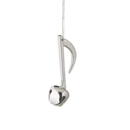 Midwest 4.5" Shiny Eighth Note Music Note Jingle Bell Christmas Ornament - Silver