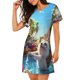 thumbnail image 2 of Balery Playful Hedgehog Forest Pond Camisón de manga corta con cuello redondo para mujer, cómodo y elegante., 2 of 6