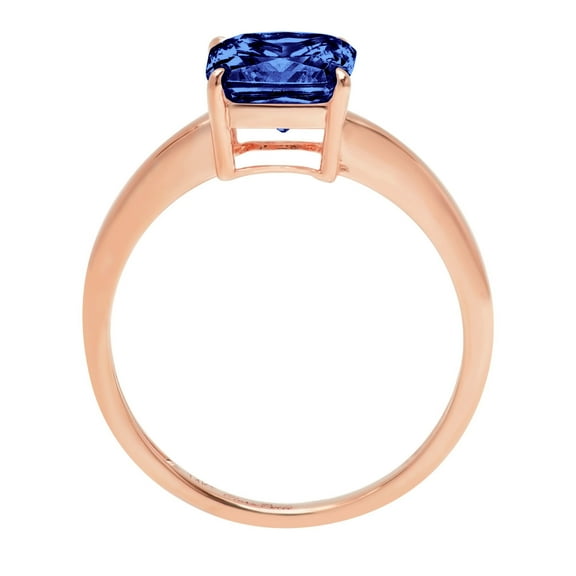 1.5 ct Asscher Cut Simulated Tanzanite Solitaire Engagement Ring for Women in 18K Rose Gold