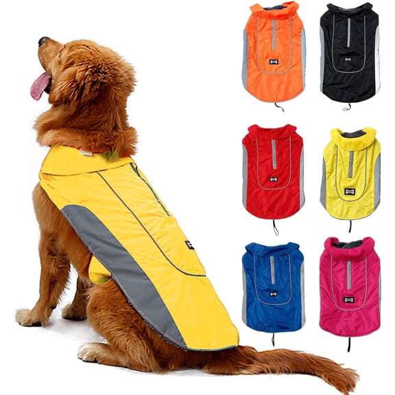 Waterproof Dog Coat Warm Vest Puppy Jacket with Fleece Lining Reflective Dog Jacket, 6 Colors 7 Size XS-3XL