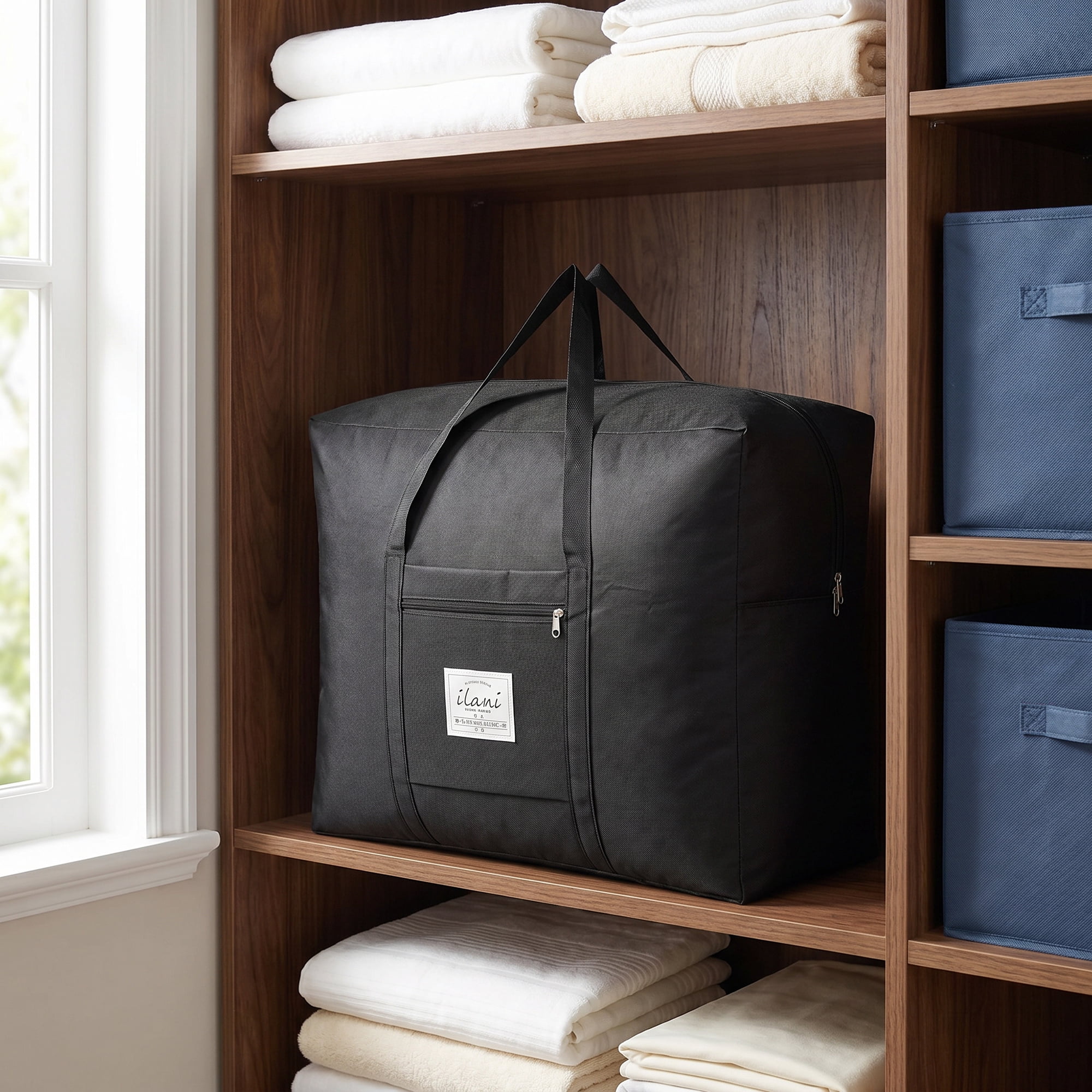 Unique Bargains Extra Large Oxford Travel Storage Bag for Organizing Black 23.6" x 20.1" x 11.8"