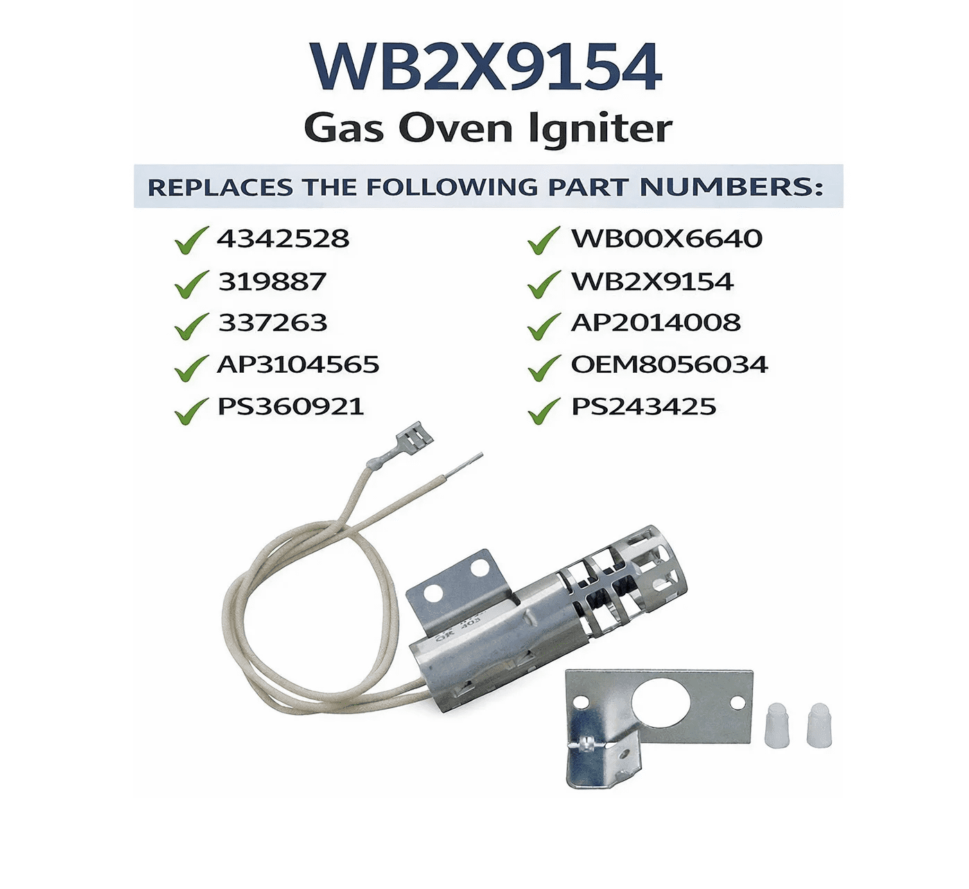 WB2X9154 Gas Range Oven Igniter for GE & Roper – Replacement for AP2014008, PS243425