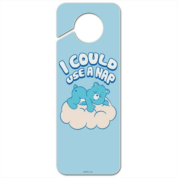 Care Bears Bedtime Bear I Could Use a Nap Plastic Door Knob Hanger Sign