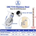 thumbnail image 2 of [Patent Design] CKE 40 Pack 45 Degree T316 Marine Grade Stainless Steel Angle Beveled Protector Sleeves Wood Post Protector for 1/8"" Wire Rope Cable Railing Come with a Free Drill Bit, 2 of 7