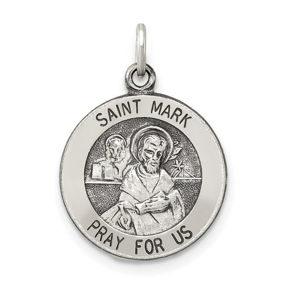 Auriga Fine Jewelry 925 Sterling Silver Antiqued Saint Mark Medal for Women (L - 20 mm, W - 15 mm)