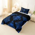 thumbnail image 2 of Homewish Boho Death Skull Twin Comforter Sets,Vintage Damask Bedding Set,Blue,Halloween Duvet,Black Reversible,2-Piece,1 Comforter and 1 Pillowcase, 2 of 7