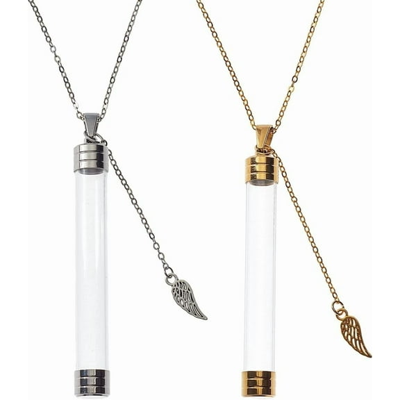 2 Colors Column Glass Bottle Pendant Necklaces Cat Whisker Holder Brass Cable Chain Necklaces Jewelry Charm Urn Ashes Memorial Pendant Keepsake
