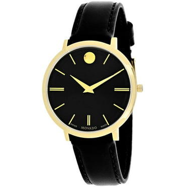 MOVADO Swiss Museum Classic Black Dial Women's Gold PVD Slim Leather ...
